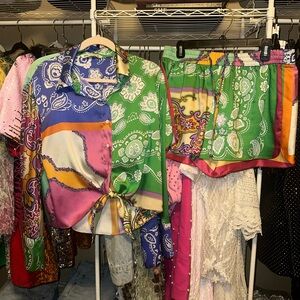 Zara Satin Paisley Printed Short Set